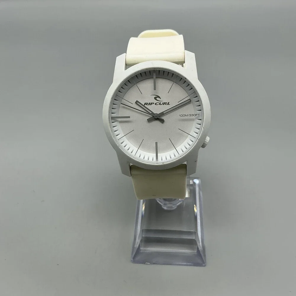 Rip Curl Classic Surf Mens Watch 40mm White Dial Rubber Band 100M WR New Battery